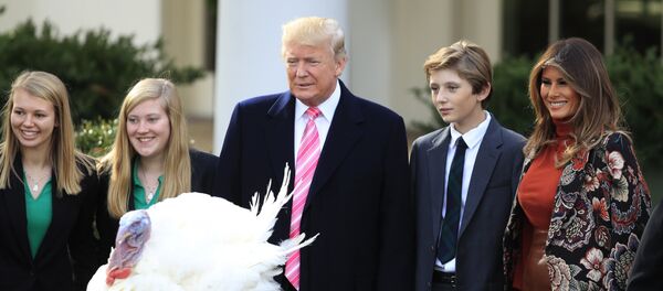 الرئيس الأمريكي دونالد ترامب في احتفال عيد الشكر بالبيت الأبيض، 21 نوفمبر/تشرين الثاني 2017 - سبوتنيك عربي