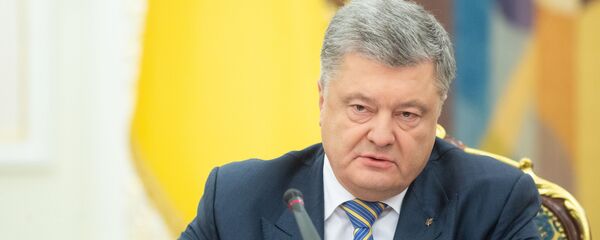 الرئيس الأوكراني بيوتر بوروشينكو خلال جلسة مجلس الأمن والدفاع القومي في كييف، 26 نوفمبر/ تشرين الثاني 2018 - سبوتنيك عربي