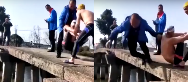 شاهد ماذا حصل لصيني حاول مساعدة سباح على القفز من الجسر - سبوتنيك عربي