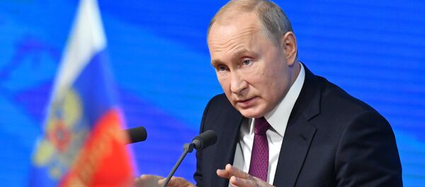 المؤتمر الصحفي السنوي للرئيس الروسي فلاديمير بوتين في موسكو، 20 ديسمبر/ كانون الأول 2018 - سبوتنيك عربي