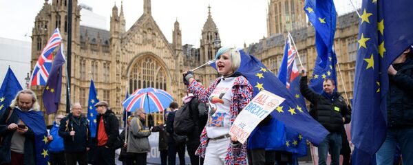 مظاهرات ضد خروج بريطانيا من الاتحاد الأوروبي، لندن 15 يناير/ كانون الثاني 2019 مظاهرات ضد خروج بريطانيا من الاتحاد الأوروبي، لندن 15 يناير/ كانون الثاني 2019 - سبوتنيك عربي