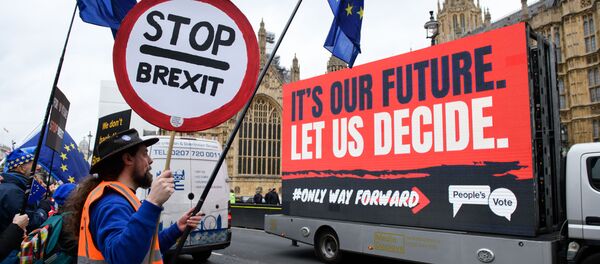 مظاهرات ضد خروج بريطانيا من الاتحاد الأوروبي، لندن 15 يناير/ كانون الثاني 2019 - سبوتنيك عربي