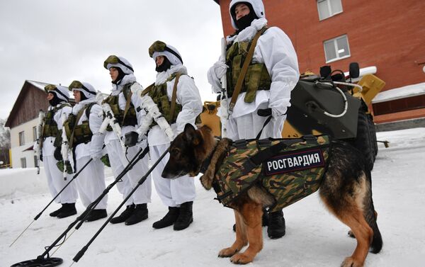 مركز الهندسة والخدمات التقنية روس غفارديا يعرض أحدث وسائل الحماية والدروع الواقية للبدن، في مدينة بالاشيخا في ضواحي موسكو - سبوتنيك عربي