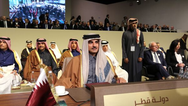 أمير قطر خلال القمة الاقتصادية - سبوتنيك عربي