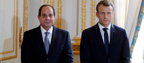 الرئيس الفرنسي إيمانويل ماكرون والرئيس المصري عبدالفتاح السيسي في قصر إلزيه في باريس، فرنسا، 24 أكتوبر/ تشرين الأول 2017  - سبوتنيك عربي