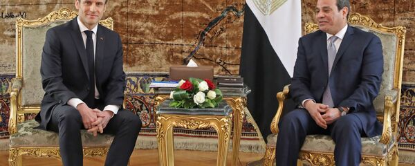 الرئيس الفرنسي إيمانويل ماكرون والرئيس المصري عبدالفتاح السيسي في القاهرة، مصر، 28 يناير/ كانون الثاني 2019 - سبوتنيك عربي