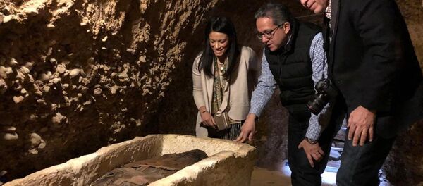 وزارة الآثار المصرية تكتشف 3 آبار دفن بمنطقة آثار تونا الجبل في محافظة المنيا، 2 فبراير/شباط 2019 - سبوتنيك عربي