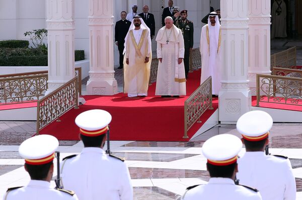 استقبال بابا الفاتيكان فرنسيس في أبو ظبي، الإمارات العربية المتحدة 4 فبراير/ شباط 2019 - سبوتنيك عربي