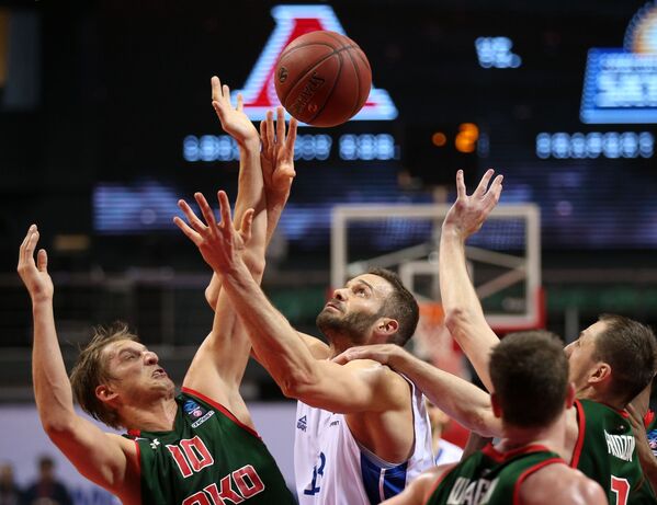 مباراة بين أفضل 16 موسمًا لكرة السلة في إطار كأس أوروبا 2018/ 2019 بين لوكوموتيف كوبان (كراسنودار، روسيا) و سكاي لاينرز (فرانكفورت، ألمانيا) - سبوتنيك عربي