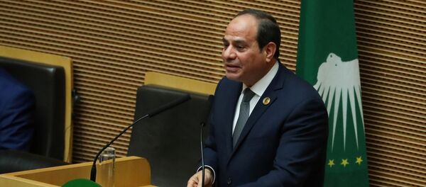 الرئيس المصري عبد الفتاح السيسي يتحدث أمام افتتاح الدورة العادية الثانية والثلاثين لجمعية رؤساء الدول والحكومة الإفريقية في أديس أبابا - سبوتنيك عربي