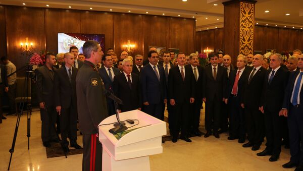 حفل الاستقبال الذي أقامته السفارة الروسية بدمشق بمناسبة الذكرى الـ 101 لتأسيس الجيش الروسي - سبوتنيك عربي
