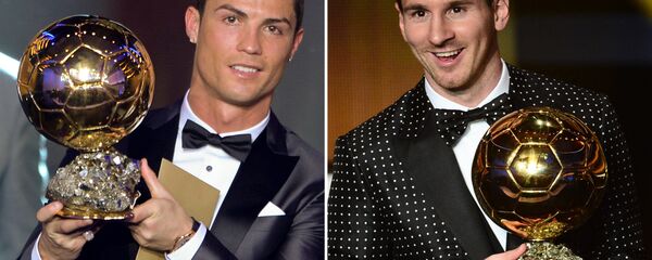 صورة أرشيفية من حفل الرة الذهبية - ليو ميسي و كريستيان رونالدو - سبوتنيك عربي
