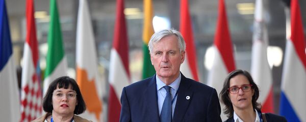 كبير مفاوضي الاتحاد الأوروبي في الاتحاد الأوروبي ميشيل بارنييه يصل إلى قمة قادة الاتحاد الأوروبي في بروكسل - سبوتنيك عربي