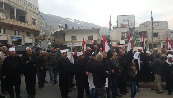 ردود أفعال في الجولان المحتل على تصريحات ترامب حول الاعتراف بالسيادة الإسرائيلية على الجولان السوري المحتل، سوريا 25 مارس/ آذار 2019 - سبوتنيك عربي