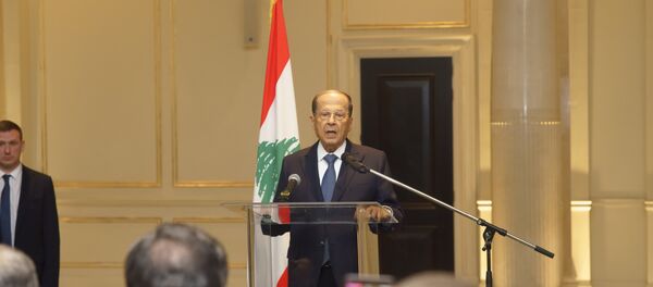 الرئيس اللبناني ميشال عون في قاعة المؤتمرات في فندق فور سيزون في موسكو، 25 مارس/ آذار 2019 - سبوتنيك عربي