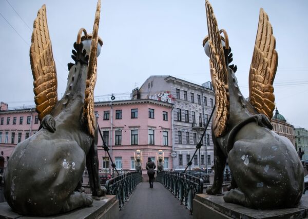 جسر بانكوفسكي في سان بطرسبورغ الروسية - سبوتنيك عربي