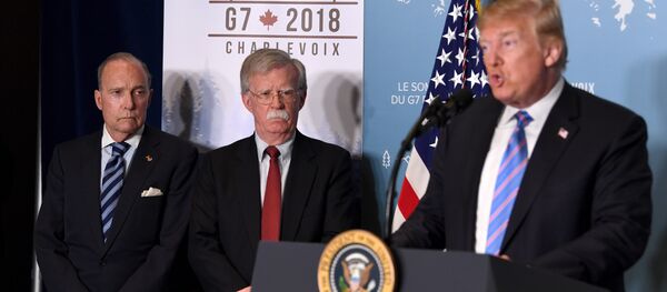 مستشار الأمن القومي جون بولتون والرئيس الأمريكي دونالد ترامب - سبوتنيك عربي