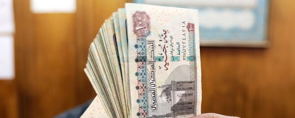 موظف يعد جنيهات مصرية في مكتب صرف أجنبي بوسط القاهرة - سبوتنيك عربي