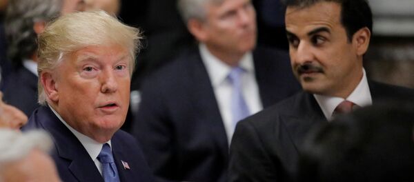 الرئيس الأمريكي دونالد ترامب مع أمير قطر تميم بن حمد آل ثاني - سبوتنيك عربي