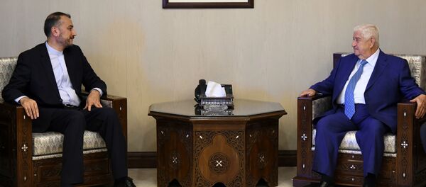  وزير الخارجية والمغتربين السوري وليد المعلم مع حسين أمير عبد اللهيان المساعد الخاص لرئيس مجلس الشورى الإسلامي الإيراني للشؤون الدولية - سبوتنيك عربي