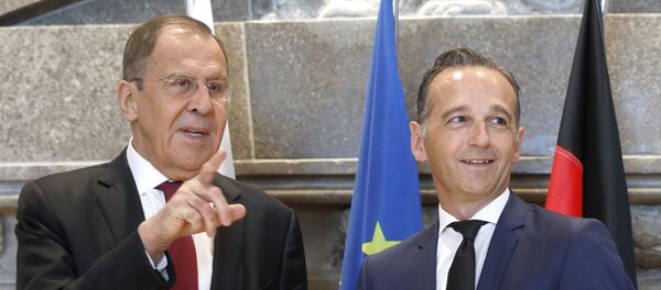 وزير الخارجية الروسي سيرغي لافروف مع نظيره الألماني هايكو ماس  - سبوتنيك عربي