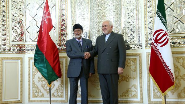 وزير الخارجية الإيراني، محمد جواد ظريف، يستقبل نظيره العماني، يوسف بن علوي، في طهران - سبوتنيك عربي