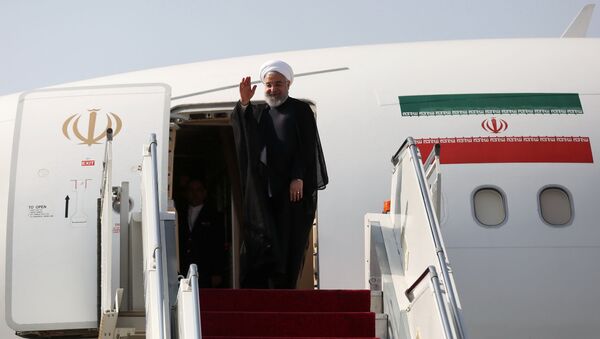 الرئيس الإيراني حسن روحاني متوجها إلى نيويورك للمشاركة في أعمال الجمعية العامة للأمم المتحدة - سبوتنيك عربي
