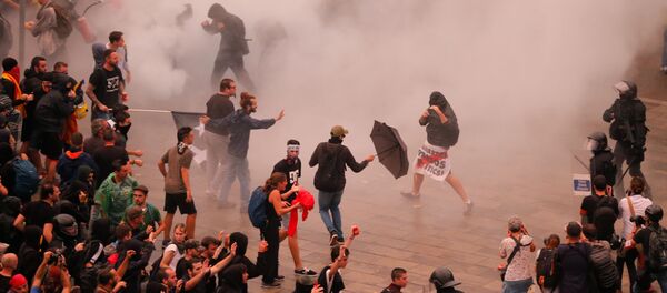 احتجاجات كتالونيا، برشلونة، إسبانيا 14 أكتوبر 2019 - سبوتنيك عربي