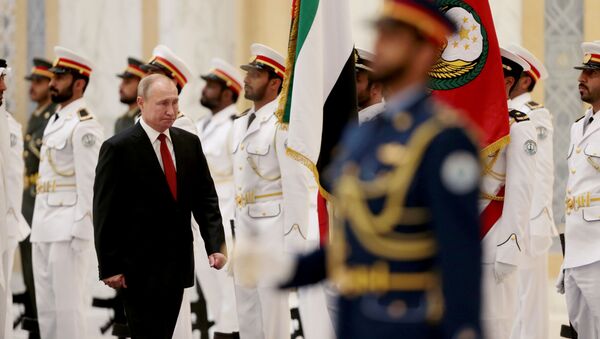  مراسم استقبال الرئيس الروسي فلاديمير بوتين إلى الإمارات العربية المتحدة، 15 أكتوبر 2019 - سبوتنيك عربي