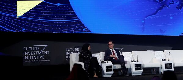 وزير الخزانة الأمريكي ستيفن منوشين في مؤتمر مبادرة الاستثمار في الرياض وزير الخزانة الأمريكي ستيفن منوشين في مؤتمر مبادرة الاستثمار في الرياض - سبوتنيك عربي