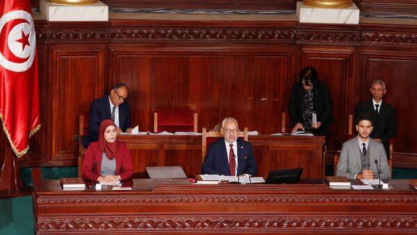راشد الغنوشي زعيم حزب النهضة الإسلامي في تونس يحضر الدورة الأولى للبرلمان التونسي لانتخاب رئيس - سبوتنيك عربي