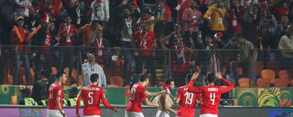 لاعبو منتخب مصر يحتفلون بهدفهم الأول في كوت ديفوار بنهائي أمم أفريقيا تحت 23 سنة - سبوتنيك عربي