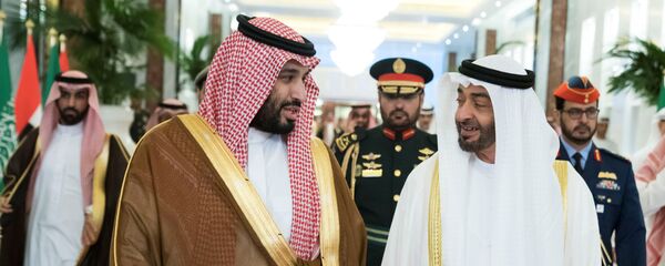 ولي عهد أبوظبي الشيخ محمد بن زايد آل نهيان يستقبل ولي العهد السعودي الأمير محمد بن سلمان في المطار الرئاسي في أبوظبي، 27 نوفمبر/تشرين الثاني 2019 - سبوتنيك عربي