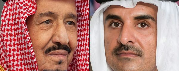 أمير قطر الشيخ تميم بن حمد آل الثاني والعاهل السعودي الملك سلمان بن عبد العزيز - سبوتنيك عربي