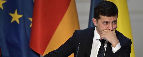 قمة نورماندي - الرئيس الأوكراني فلاديمير زيلينسكي في  باريس، 9 ديسمبر 2019 - سبوتنيك عربي