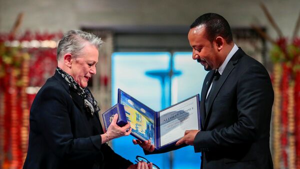 رئيس الوزراء الإثيوبي أبي أحمد يتسلم جائزة نوبل للسلام، النرويج، 10 ديسمبر/ كانون الأول 2019 - سبوتنيك عربي
