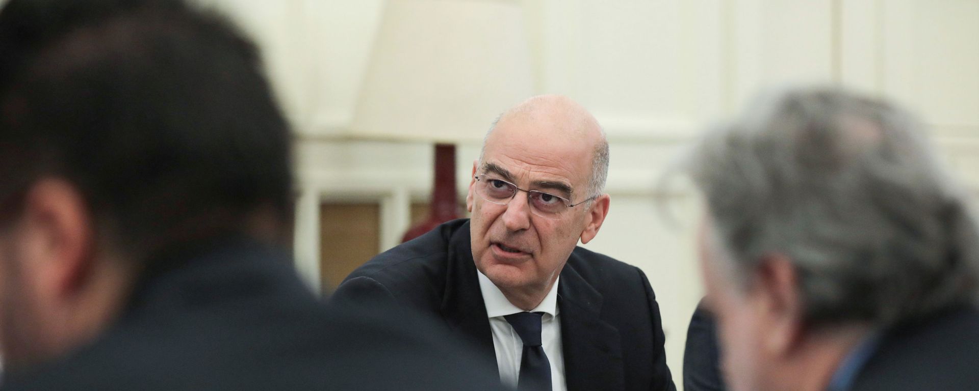 وزير الخارجية اليوناني نيكوس دندياس خلال المجلس الوطني للسياسة الخارجية بوزارة الخارجية في أثينا - سبوتنيك عربي, 1920, 15.04.2021