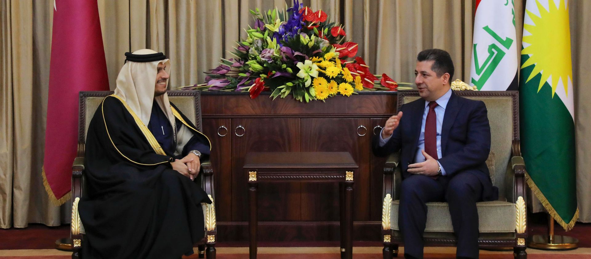 وزير الخارجية القطري الشيخ محمد بن عبد الرحمن آل الثاني، ورئيس إقليم كردستان في شمال العراق نيجيرفان بارزاني وزير الخارجية القطري الشيخ محمد بن عبد الرحمن آل الثاني، ورئيس إقليم كردستان في شمال العراق نيجيرفان بارزاني - سبوتنيك عربي, 1920, 16.01.2020