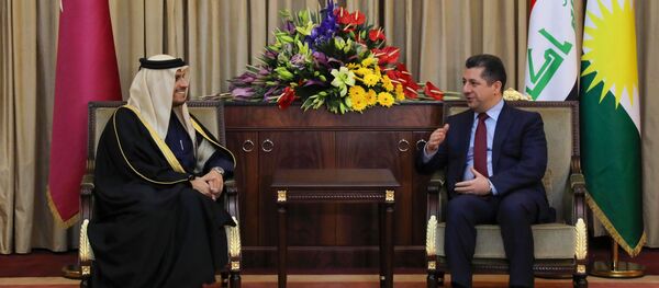 وزير الخارجية القطري الشيخ محمد بن عبد الرحمن آل الثاني، ورئيس إقليم كردستان في شمال العراق نيجيرفان بارزاني - سبوتنيك عربي