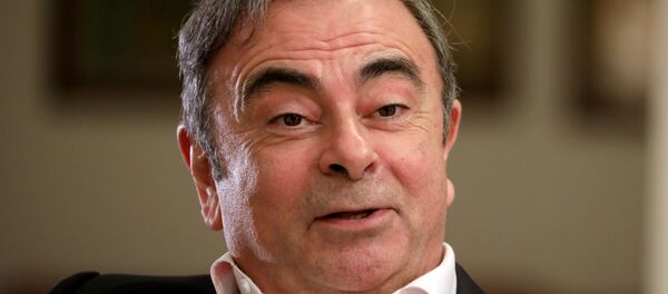 رئيس شركة نيسان السابق كارلوس غصن أثناء حديثه خلال مؤتمر صحفي في نقابة الصحافة اللبنانية في بيروت - سبوتنيك عربي