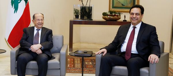 رئيس الوزراء المكلف حسن دياب يلتقي الرئيس اللبناني ميشال عون في القصر الرئاسي في بعبدا - سبوتنيك عربي