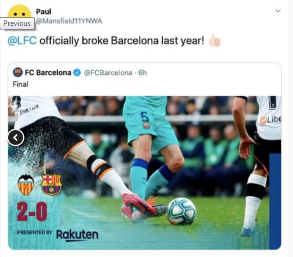 جماهير ليفربول تسخر من برشلونة جماهير ليفربول تسخر من برشلونة - سبوتنيك عربي