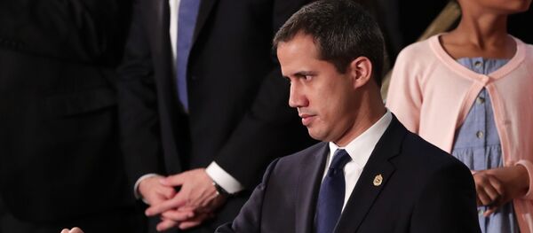 خوان غوايدو خلال إلقاء ترامب لخطاب حالة الاتحاد بالكونغرس الأمريكي - سبوتنيك عربي