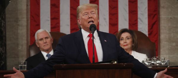 دونالد ترامب خلال إلقائه خطاب حالة الاتحاد أمام الكونغرس الأمريكي - سبوتنيك عربي