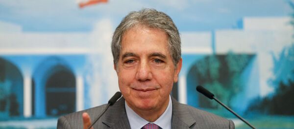  وزير المالية اللبناني غازي وزني يتحدث خلال مؤتمر صحفي في القصر الرئاسي في بعبدا - سبوتنيك عربي