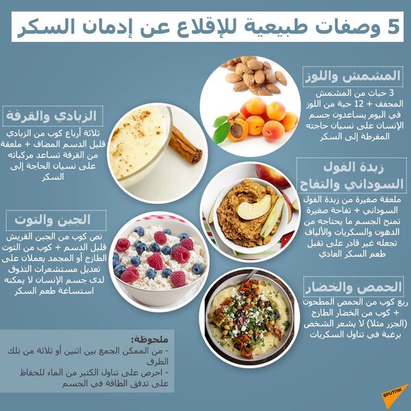5 طرق ذكية لتناول كميات أقل من السكر 5 طرق ذكية لتناول كميات أقل من السكر - سبوتنيك عربي