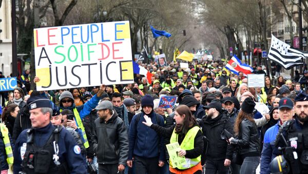 احتجاجات السترات الصفراء في باريس، فرنسا فبراير 2020 - سبوتنيك عربي