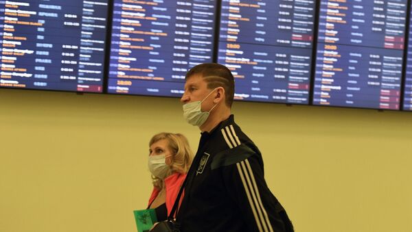 انتشار فيروس كورونا - مطار شيريميتيفو، موسكو، روسيا  13 مارس 2020 - سبوتنيك عربي