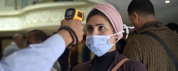 امرأة ترتدي كمامة طبية وتخضع لفحص درجة حرارة جسدها على متن قارب سياحي في مدينة الأقصر بجنوب مصر، للكشف عن فيروس كورونا المستجد، 8 مارس/ آذار 2020 امرأة ترتدي كمامة طبية وتخضع لفحص درجة حرارة جسدها على متن قارب سياحي في مدينة الأقصر بجنوب مصر، للكشف عن فيروس كورونا المستجد، 8 مارس/ آذار 2020 - سبوتنيك عربي