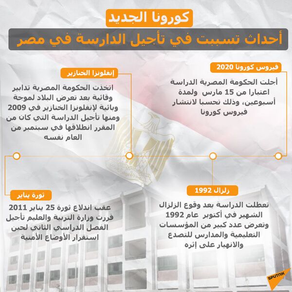قبل كورونا... أحداث تسببت في تأجيل الدراسة في مصر - سبوتنيك عربي